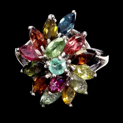 925 Sterlingsilber Ring Marquise Turmalin Smaragd Natürlich Edelstein Schmuck 8 - Bild 1 von 4