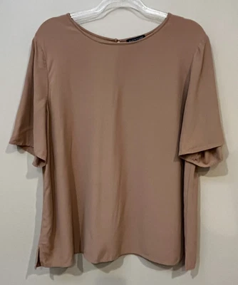 Blusa EILEEN FISHER Talla L Marrón Camel Viscosa Cerradura Relajada Clásica Lujo Foto 1 de 4