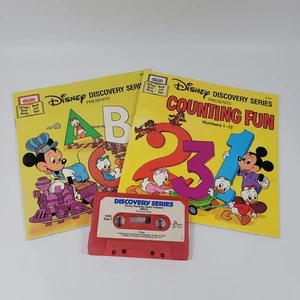 Disney Discovery Serie ABC Zählen Spaß Mitlesen Buch & Kassette Band Posten - Bild 1 von 12