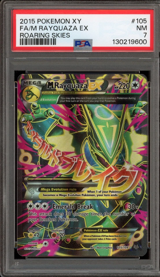 Pokemon M Rayquaza EX XY Roaring Skies Full Art #105 PSA 7 - Image 1 of 2
