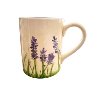 Hand-Painted Ceramic Mug Lavender Floral Design Purple Interior Coffee Mug 24oz - Picture 1 of 4