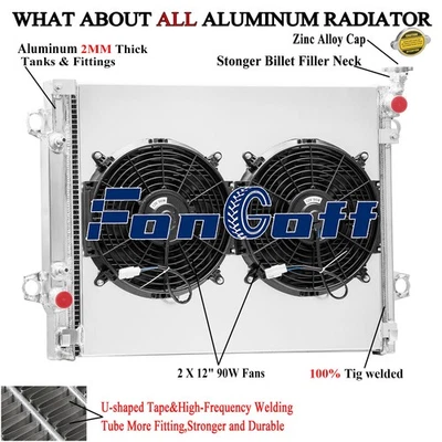 3 Row Radiator Shroud Fan For 2005-2015 2006 08 Toyota Tacoma 2.7L L4 4.0L V6 AT Foto 1 de 4