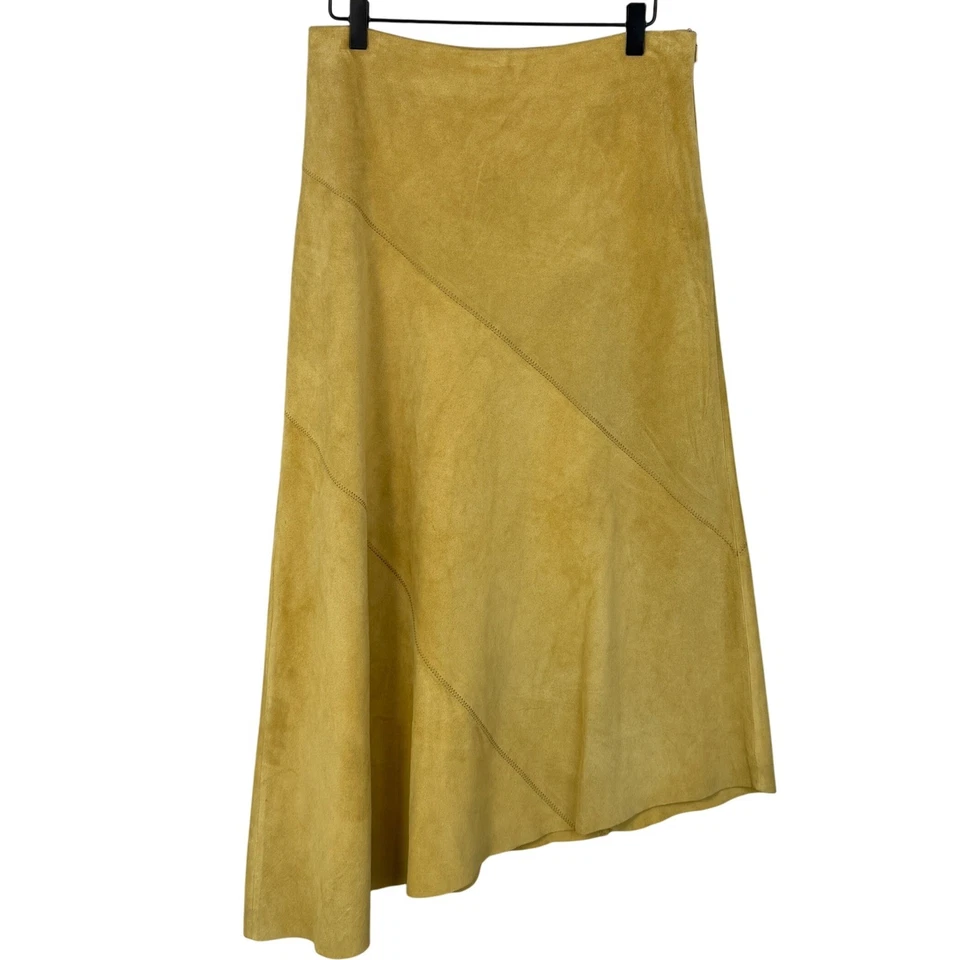 Maxi Falda Asimétrica De Colección Y2K Banana Republic Gamuza Tostada Talla 6 Western Boho Foto 1 de 4