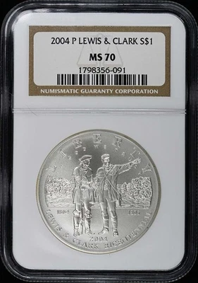2004 P LEWIS & CLARK Modern Commemorative S$1 NGC MS70 - Image 1 of 2