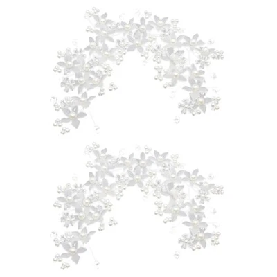 2X Handmade Bridesmaid Wedding Head Dress White Beads Hair Flower2510 - Bild 1 von 4