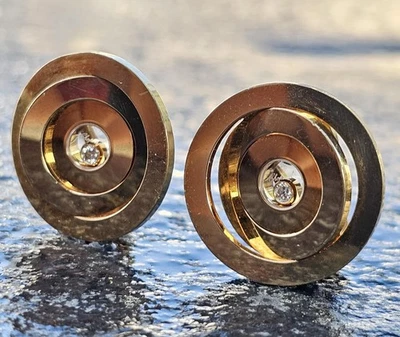 Pendientes de diamantes Chopard Happy Spirit gama 3 circos oro amarillo 18k 22,3 g Foto 1 de 4