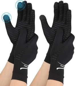 2 Pairs Copper Arthritis Gloves for Hand Pain, Full Finger Compression Gloves... - Picture 1 of 6