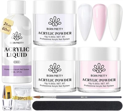 Acrylic Nail Kit Acrylic Powder and Liquid Set, Pink White Clear Acrylic Powder - Image 1 of 4