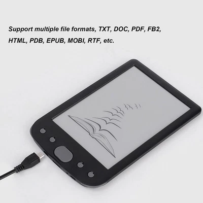 Ereader 6in 800x600 HD Ink Screen E Reader 8GB 512MB ABS Ebook Reader With - Image 1 of 4