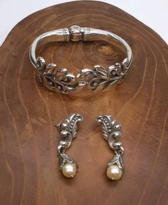 Brighton Set Ohrringe Kunstperlen Klapparmband - Bild 1 von 5