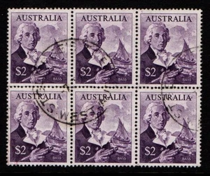 Australia 1966 Navigators $2 Bass SG402 Used block of 6 - Bild 1 von 1