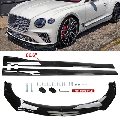 Front Bumper Lip Spoiler Splitter Body Kit+ Side Skirt For Bentley Continental Foto 1 de 4
