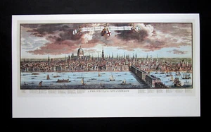 REPRODUCTION 13.90" x 7.50" SCARCE PRINT PANORAMIC VIEW OF LONDON Circa 1750 - Picture 1 of 4