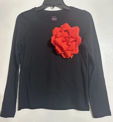 Girls Long-Sleeved T-Shirt Pullover Christmas Bow XL 14-16 Faded Glory Holiday - Image 1 of 4