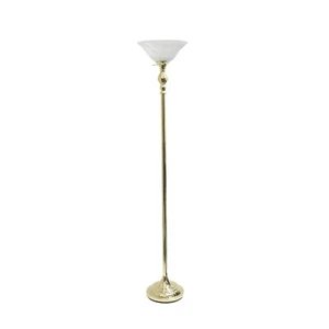 Elegant Designs LF2001-GLD 1 Light Torchiere Marbleized White Glass Shade Flo... - Picture 1 of 8