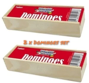 2 X Classic Traditional Toy- Children Travel Dominoes Game Set In Wooden Box Fun - Picture 1 of 2