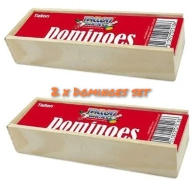 2 X Classic Traditional Toy- Children Travel Dominoes Game Set In Wooden Box Fun - Image 1 of 2