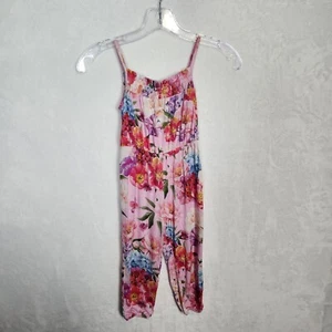 Posh Peanut Brisa Jumpsuit Toddler 3T Multicolor Floral Smocked Spaghetti - Picture 1 of 16