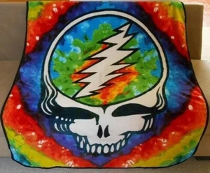 New Steal Your Face Tie Dye Skull Plush Throw Gift Blanket Grateful Dead SYF NIP - Picture 1 of 3