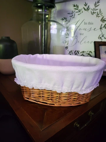 Large Bread Basket  - 12X9” Wicker Basket with Removable Liner Cover