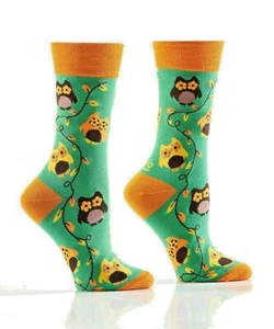 "Calcetines crew para mujer YO Sox ""Owl Power"" diseño cosecha otoño - Imagen 1 de 5