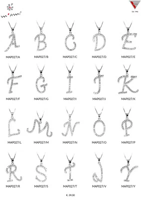 Collana + Lettera cm 7 in argento 925 /°° con zirconi, collana a scelta 40-45-50 - Immagine 1 di 4