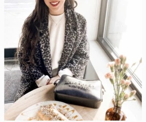 Leopard Print Coat Womans Medium Oversized Double Breasted COACH $550 Punk Wool - Picture 1 of 24