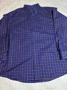 Jos. A. Bank Traveler’s Collection Langarmhemd mit Knöpfen blau kariert, XL - Bild 1 von 9
