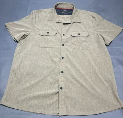 Camisa extra grande ZeroXposur para hombre manga corta beige pesca al aire libre viajes Foto 1 de 4