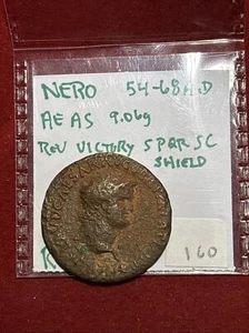 Nero (AD 54-68) Roman AE bronze as coin Flying Victory Rome mint - Picture 1 of 7