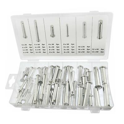 60PC Clevis Pin Stainless Steel Hinge Pin Rigging Pin 5mm 6mm 8mm 10mm 12mm • 8.79£