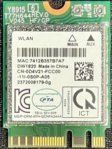 Dell DW1820 802.11 ac WLAN Wireless Bluetooth / WiFi Card / D4V21 - Photo 1/6
