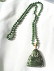 Victorian 36 Jade Necklace W 14Kt Bail W  2 By 2 Carved Jade Thick Budda