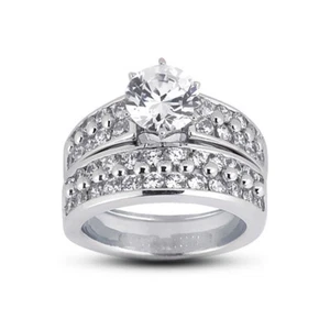 7.05ct G SI2 Round Earth Mined Certified Diamonds 18k  Classic Wedding Ring Set - Picture 1 of 6