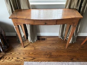 Antique Edwardian Style Inlaid Walnut Bow Front Console Table - Picture 1 of 10