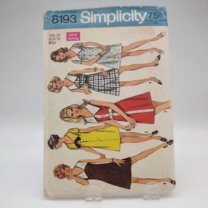 Vintage Simplicity 8193 1960s Dress Pattern Size 14 Bust 36 ~ Cut - Picture 1 of 2