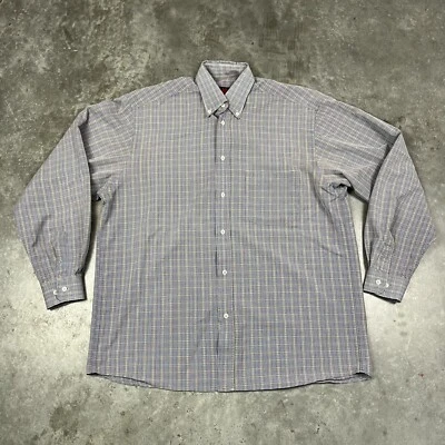 Camisa con botones Robe Di Kappa para hombre grande gris a cuadros preppy manga larga menor F Foto 1 de 4