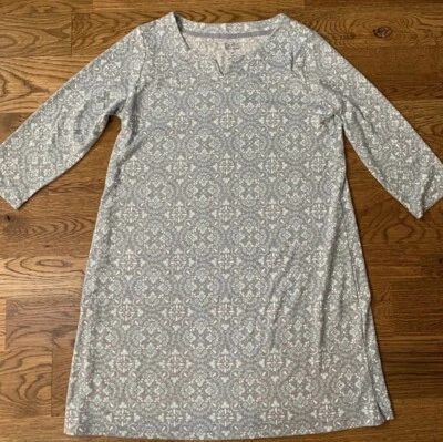 Camisón CROFT & BARROW Estampado Turquesa Suave Manga Larga Hasta la Rodilla - Talla M Foto 1 de 2