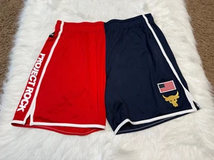 Under Armour Project Rock Red Navy Size XL Training Shorts 1383311-600 - Picture 1 of 4