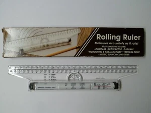 Vintage Rolling Ruler Metric to Inch Drafting Engineer Artist Measure With Box - Picture 1 of 8