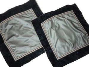 CROSCILL CHAMADE CHAMBRAY BLUE VELVET (2) PILLOW EURO SHAMS 26 X 26 - Picture 1 of 6