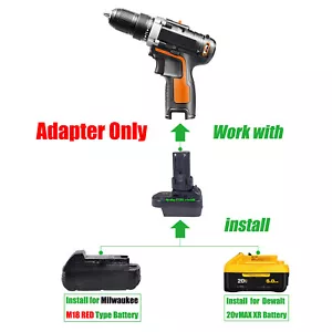 1x Adapter for Worx 12v Tools To for DeWalt 20v/Milwaukee M18 Li-lon Batteries - Picture 1 of 8