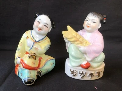 set of 2 Chinese republic period porcelain child statue figurine cultural revolu - Image 1 of 4