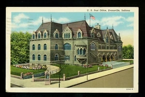 Post Post Postkarte Indiana IN Evansville Flagge Gärten Blumen Bögen - Bild 1 von 2