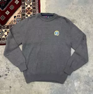 Vintage Isle of Cotton Sweater US Naval War College Mens Large Grey Made in USA - Picture 1 of 8