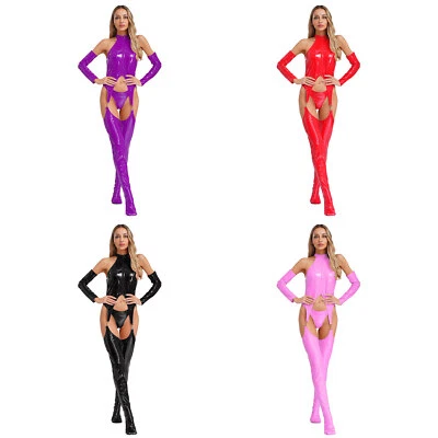 Женский боди смесь комбинезон Wetlook белье выдалбливают Clubwear спандекс PU - Изображение 1 из 3