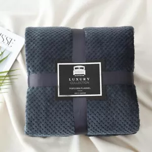 POPCORN WAFFLE LUXURY BLANKET FLEECE TRAVEL THROW SOFA BED WARM COSY EXTRA LARGE - Picture 1 of 7