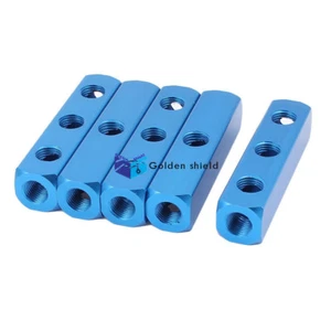 5Pcs Air Compressor 1/4BSP Thread 3 Way Inline Manifold Block Splitter Blue✦Kd - Picture 1 of 2