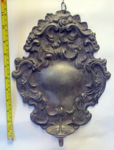 Antique PEWTER WALL Candle SCONCE GERMANY  BAROQUE  Rococo Design Cover