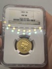 1855 INDIAN PRINCESS HEAD GOLD $3 AU 50 NGC COIN  BETTER DATE TYPE PIECE   